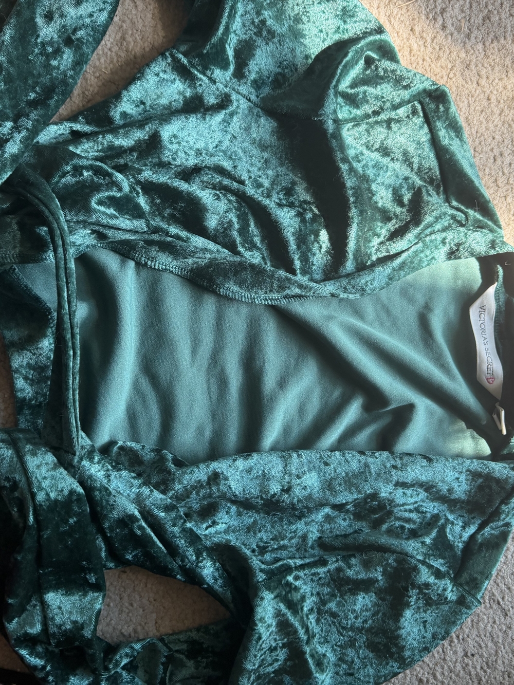 Victoria's Secret Emerald Green Velvet Wrap Top